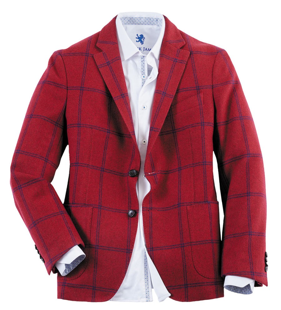 Brent Kestin Inc Patrick James Windowpane Sport Coat Red Hot