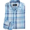 Bugatchi Bugatchi Plaid Linen Shirt Classic Blue Best