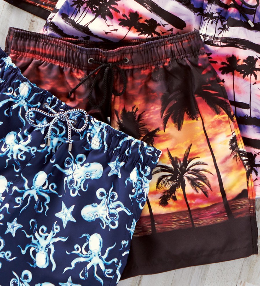 Bugatchi Bugatchi Sunset Palm Swim Trunks Lava Clearance