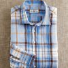 Alan Paine Alan Paine Halbeath Long Sleeve Linen Sport Shirt Blue/Brown Wholesale