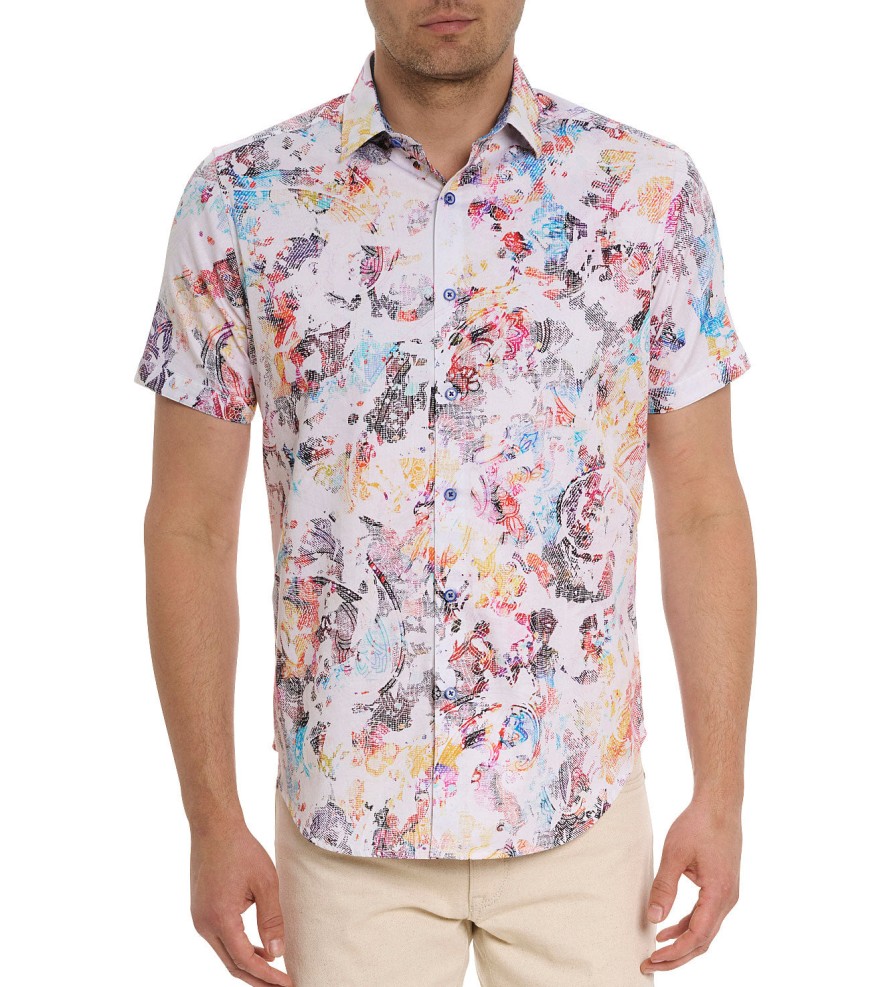 Robert Graham Robert Graham Short Sleeve Splash Of Color Shirt Multi New