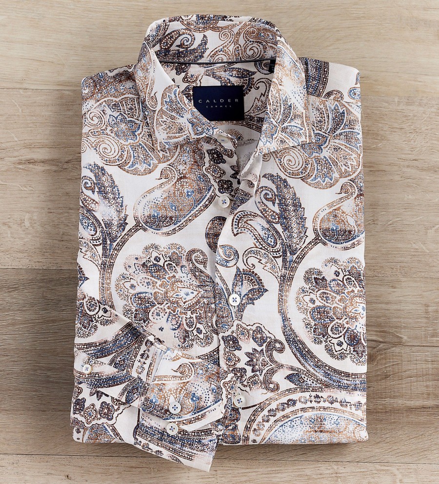 Calder Carmel Calder Carmel Paisley Long Sleeve Shirt Sand Best