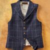 Patrick James Patrick James Windowpane Vest Navy Best