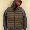 Patrick James Patrick James Mixed Media Hooded Quilted Jacket Olive Grey Hot