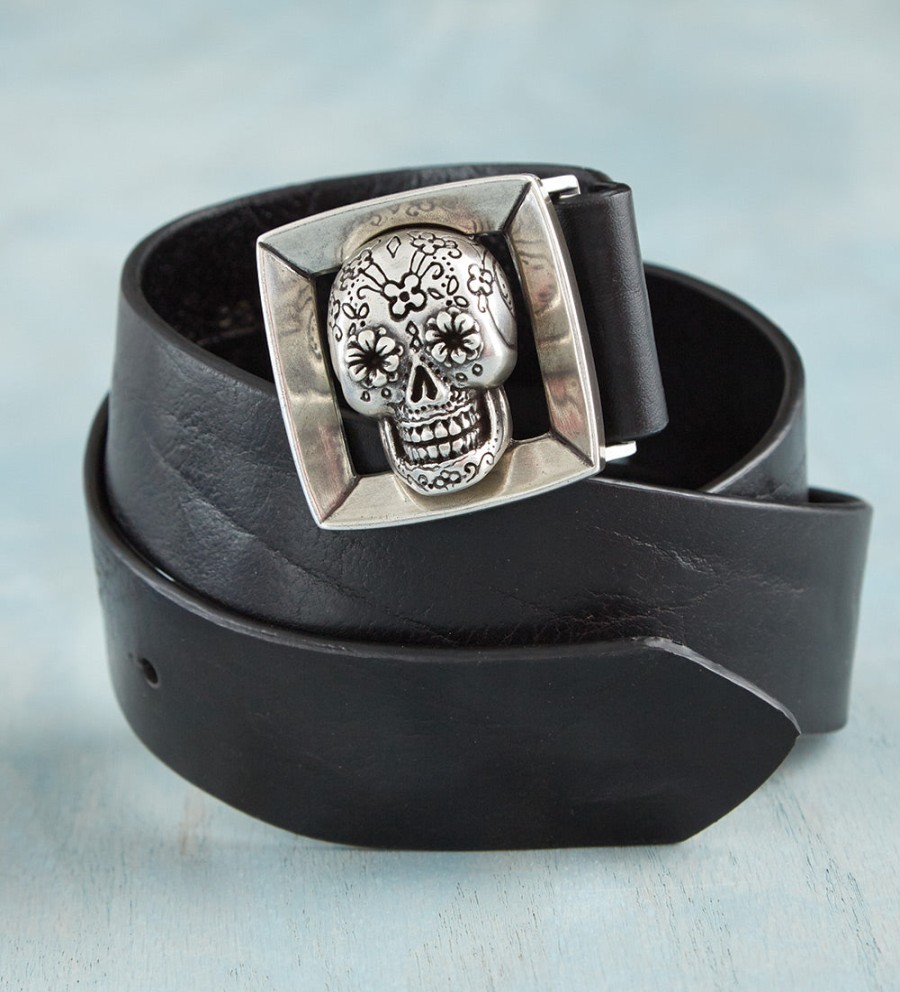 Bill Lavin Bill Lavin Skull Buckle Belt Black New