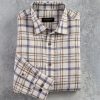 Bugatchi Bugatchi Plaid Linen Long Sleeve Shirt Caramel Wholesale