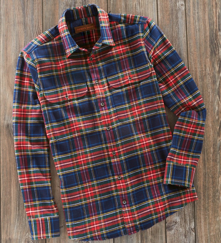 Reserve Reserve Plaid Flannel Long Sleeve Sport Shirt Navy Multi Online