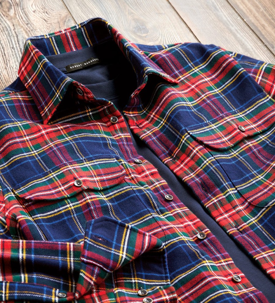 Reserve Reserve Plaid Flannel Long Sleeve Sport Shirt Navy Multi Online