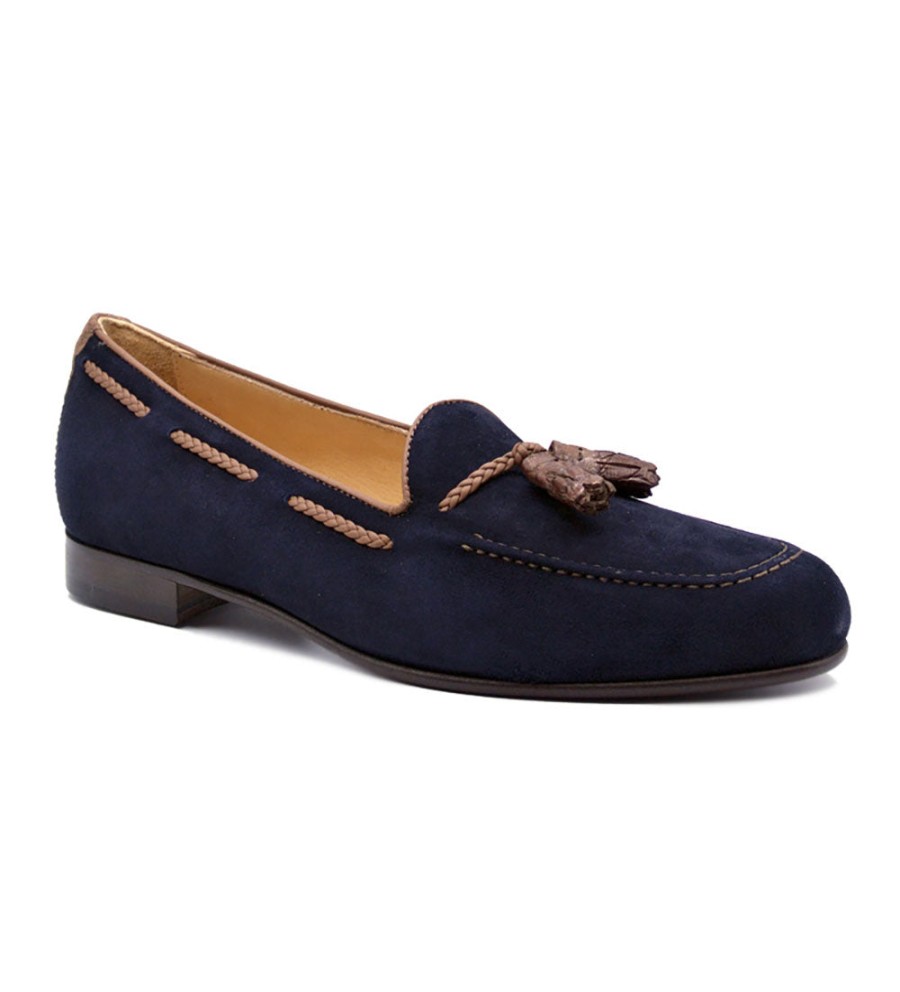 Zelli Zelli Naples Sueded Goatskin Tassel Loafer Navy Hot