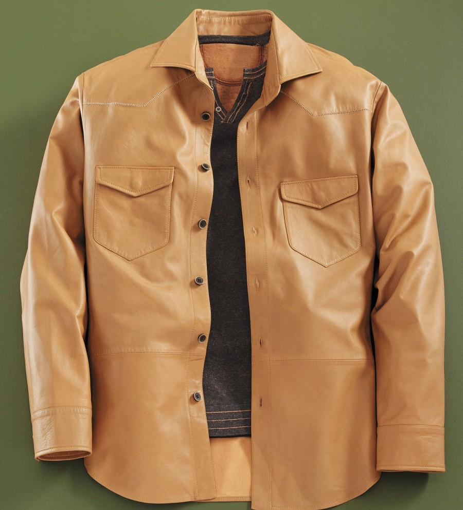 Robert Comstock Robert Comstock Hendrix Lambskin Shirt Jacket Saddlewood Clearance