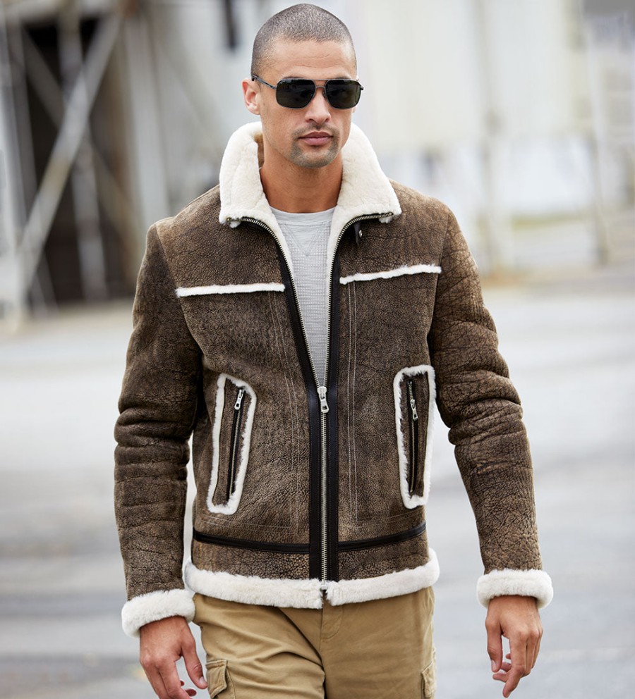 Patrick James Patrick James Shearling Bomber Brown Best