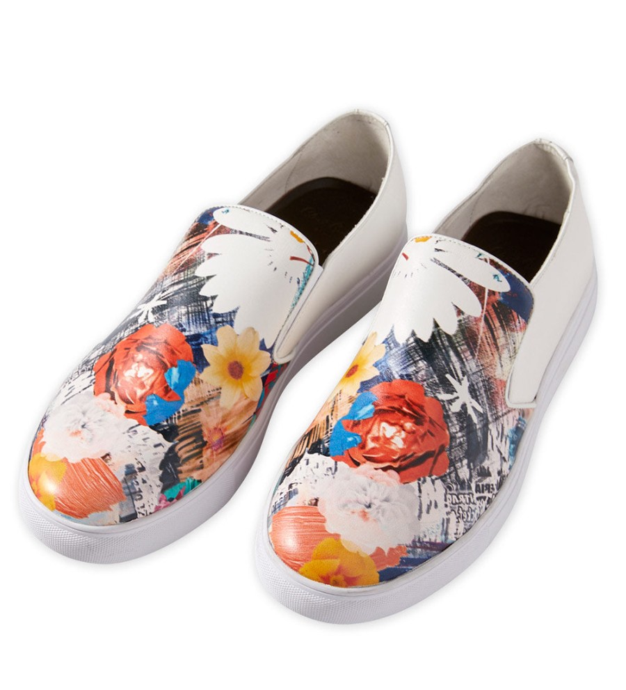 Robert Graham Robert Graham Buddy Floral Leather Slip-On Shoes White New