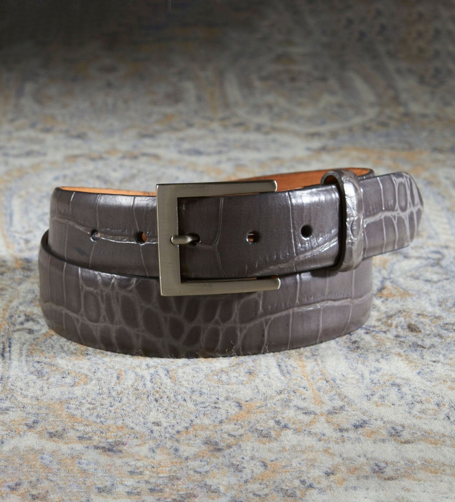 w.kleinberg W.Kleinberg Crocodile Embossed Belt Grey New