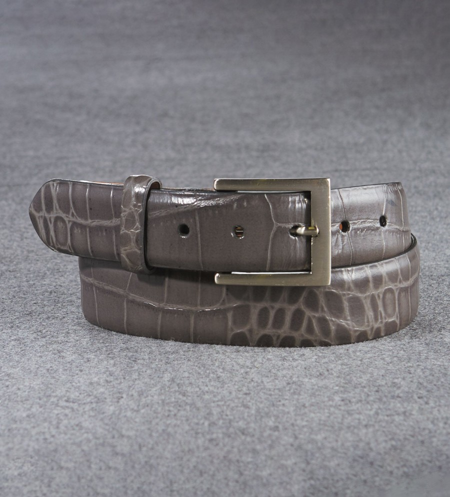 w.kleinberg W.Kleinberg Crocodile Embossed Belt Grey New