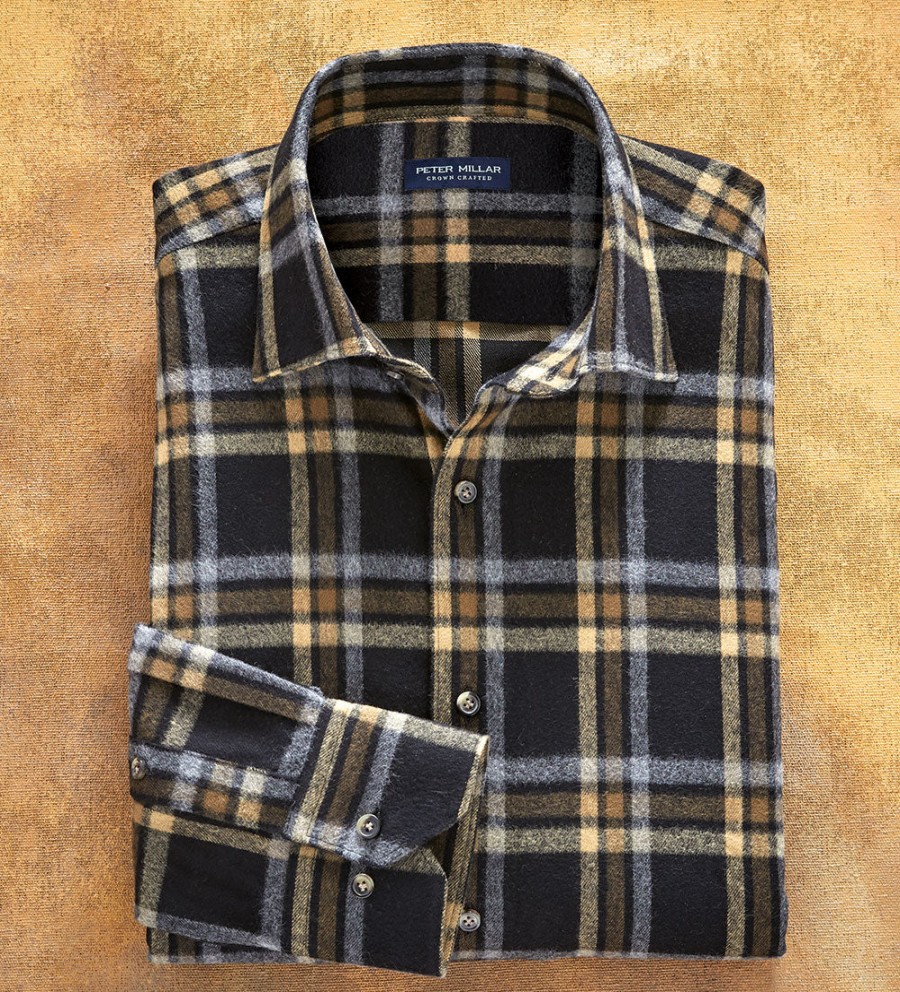 Peter Millar Peter Millar Long Sleeve Hino Plaid Shirt Black Wholesale