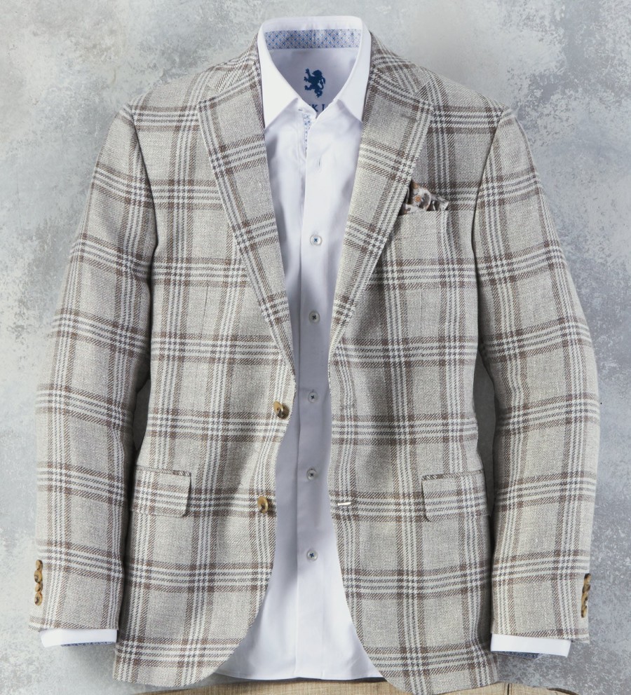 Reserve Reserve Plaid Sport Coat Grey/Oatmeal New