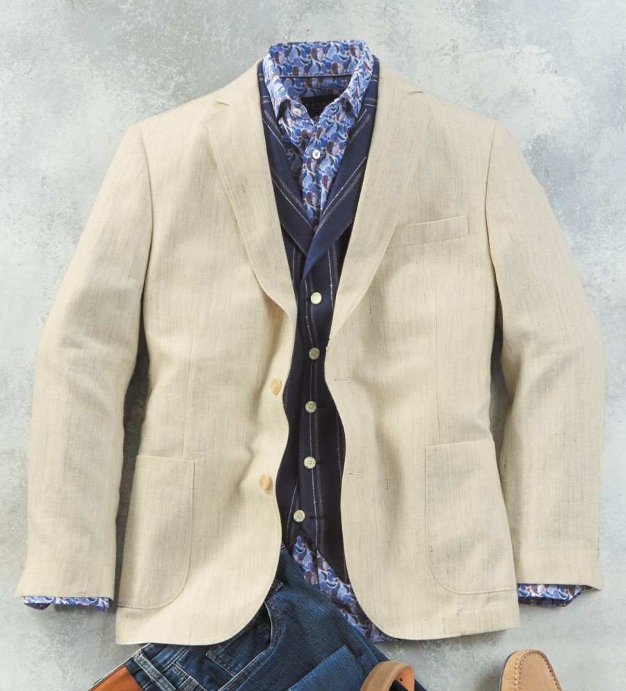 Patrick James Patrick James Herringbone Sport Coat Natural Clearance