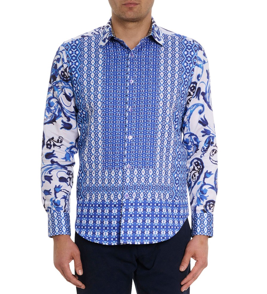 Robert Graham Robert Graham Long Sleeve Thera Le Shirt Blue Hot