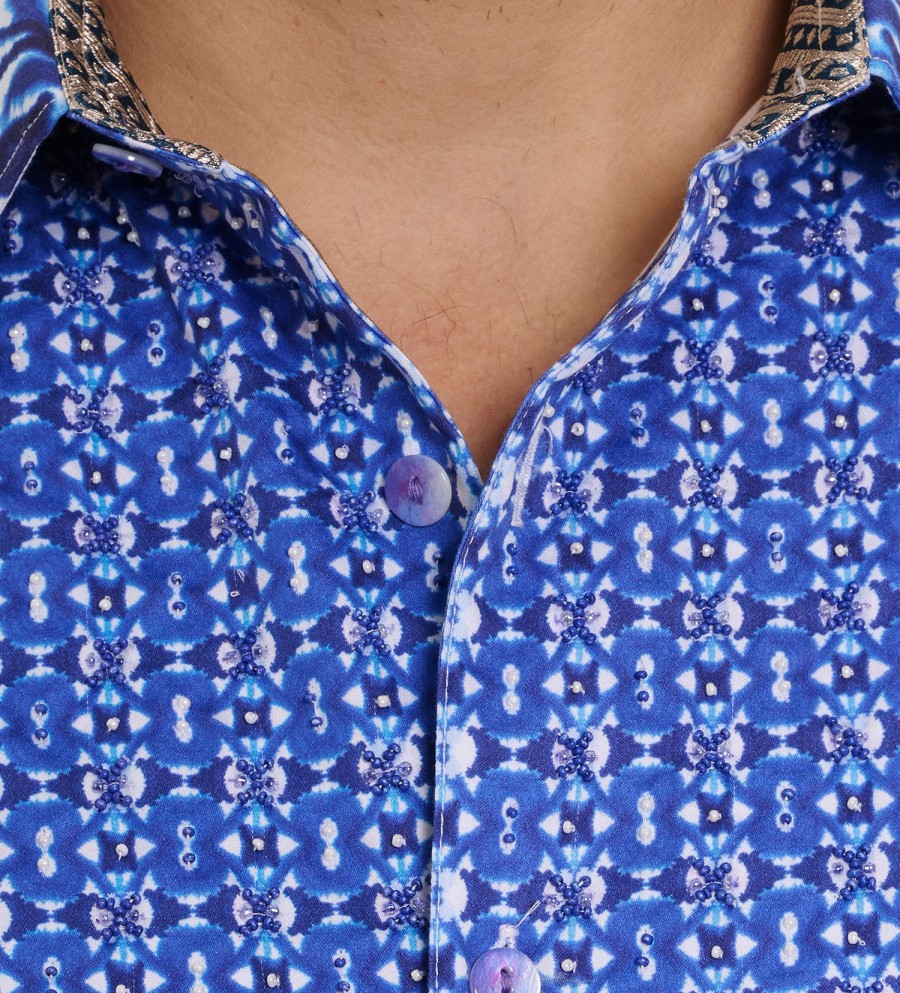 Robert Graham Robert Graham Long Sleeve Thera Le Shirt Blue Hot