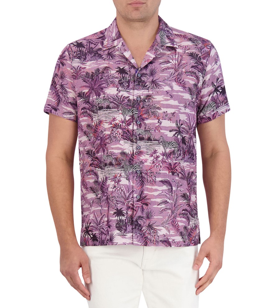 Robert Graham Robert Graham Short Sleeve Makara Woven Shirt Lilac New