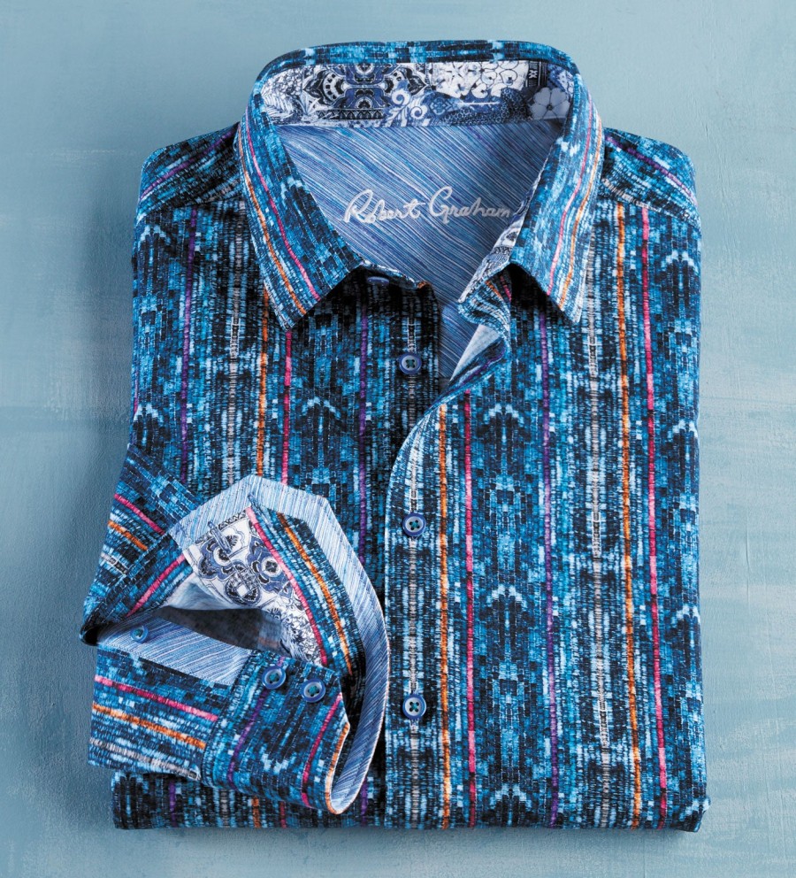 Robert Graham Robert Graham Oasis Long Sleeve Knit Shirt Multi New