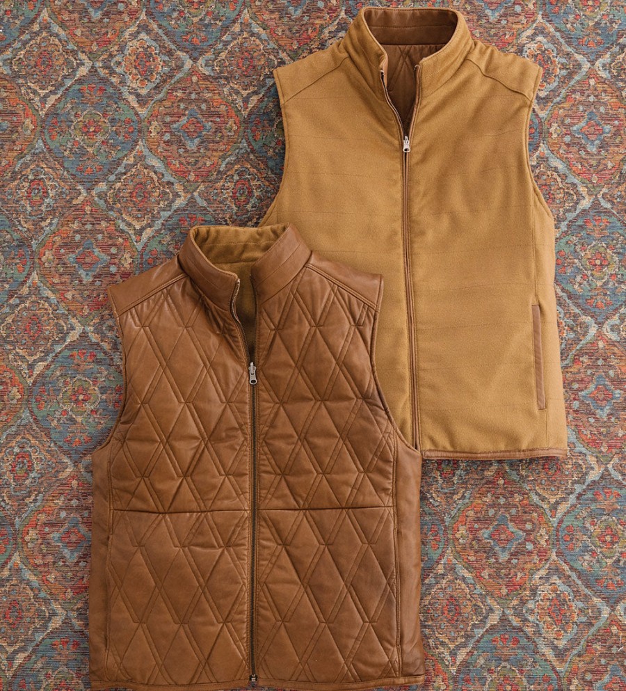 Reserve Reserve Reversible Leather Vest Cognac/Vicuna Best