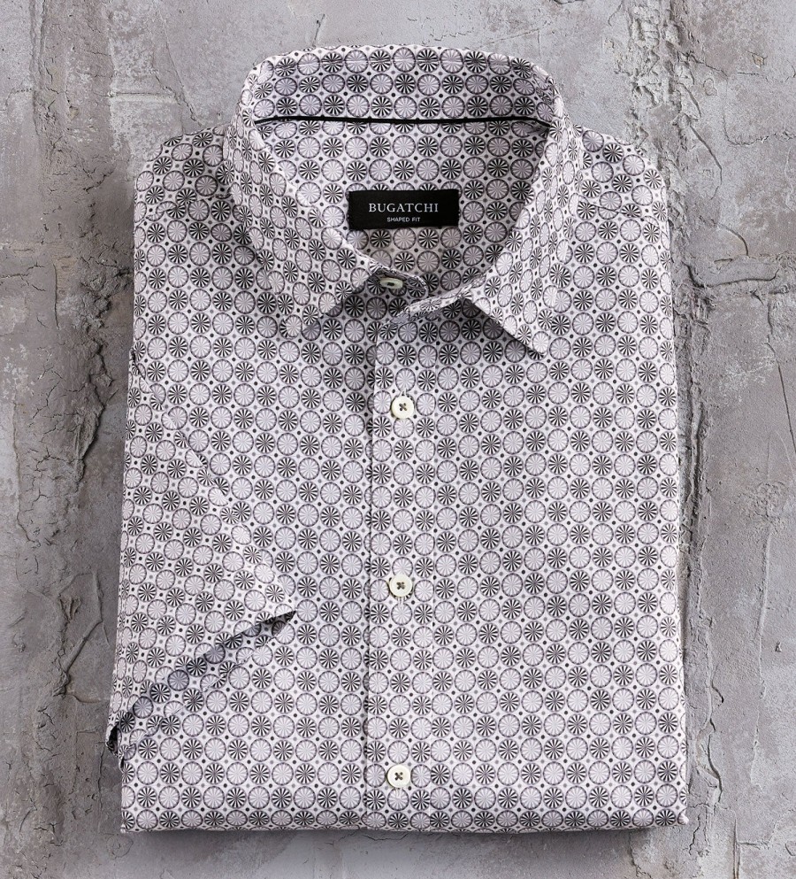 Bugatchi Bugatchi Pinwheel Pattern Shirt Zinc Hot