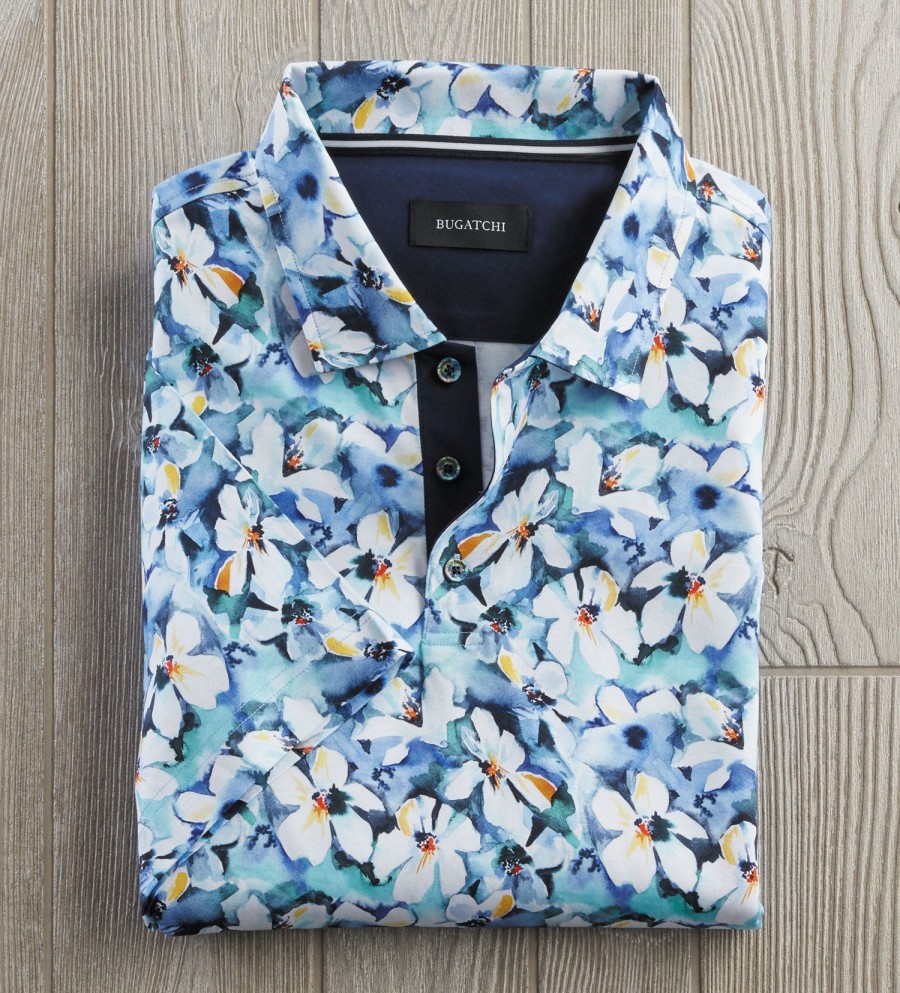 Bugatchi Bugatchi Hendrix Floral Polo Cobalt New