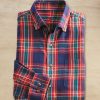 En Soi Patrick James Plaid Flannel Long Sleeve Sport Shirt Navy Multi Online