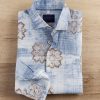 Calder Carmel Calder Carmel Medallion Long Sleeve Shirt Blue Clearance