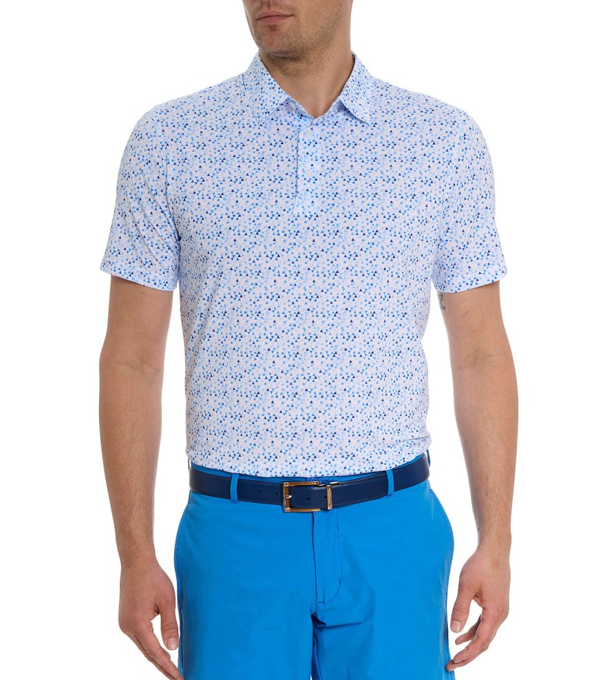 Robert Graham Robert Graham Short Sleeve Calder Knit Polo Blue Clearance