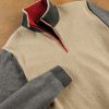 Patrick James Patrick James Colorblock Quarter Zip Sweater Camel/Charcoal Wholesale