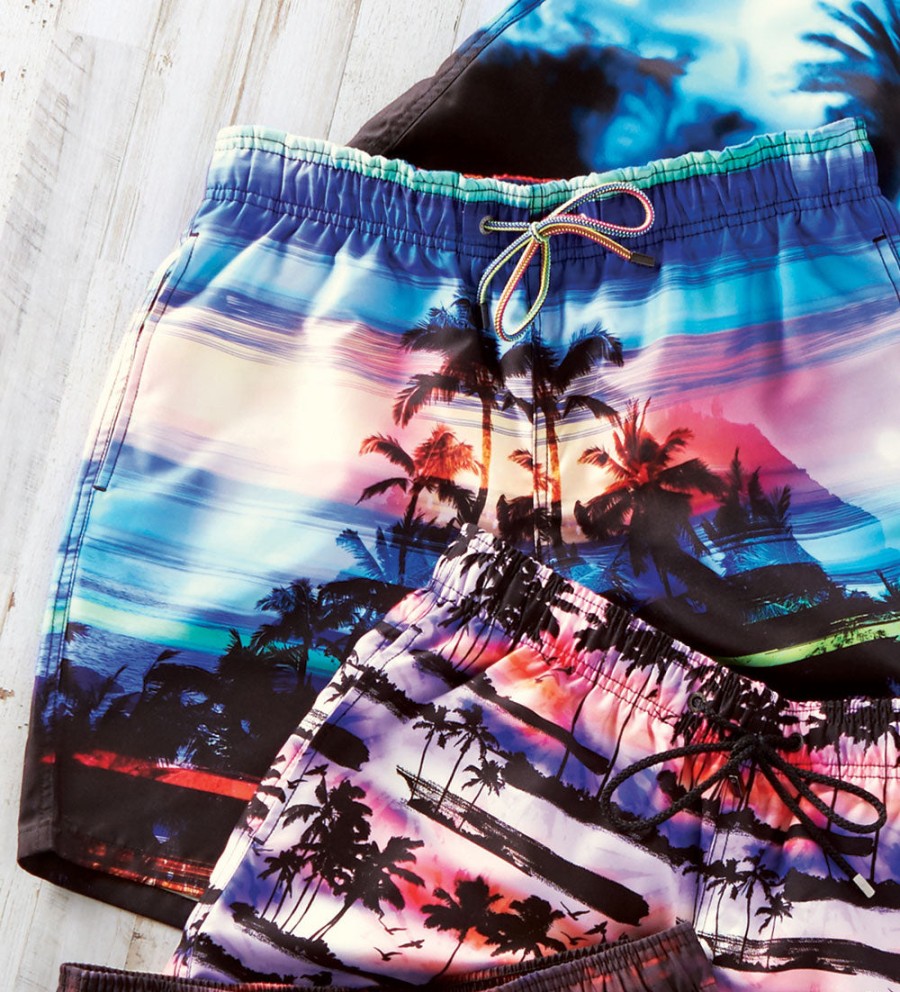 Bugatchi Bugatchi Rainbow Sunset Swim Trunks Night Blue Best