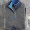 Patrick James Patrick James Contrast Trim Sweater Grey/Blue Hot