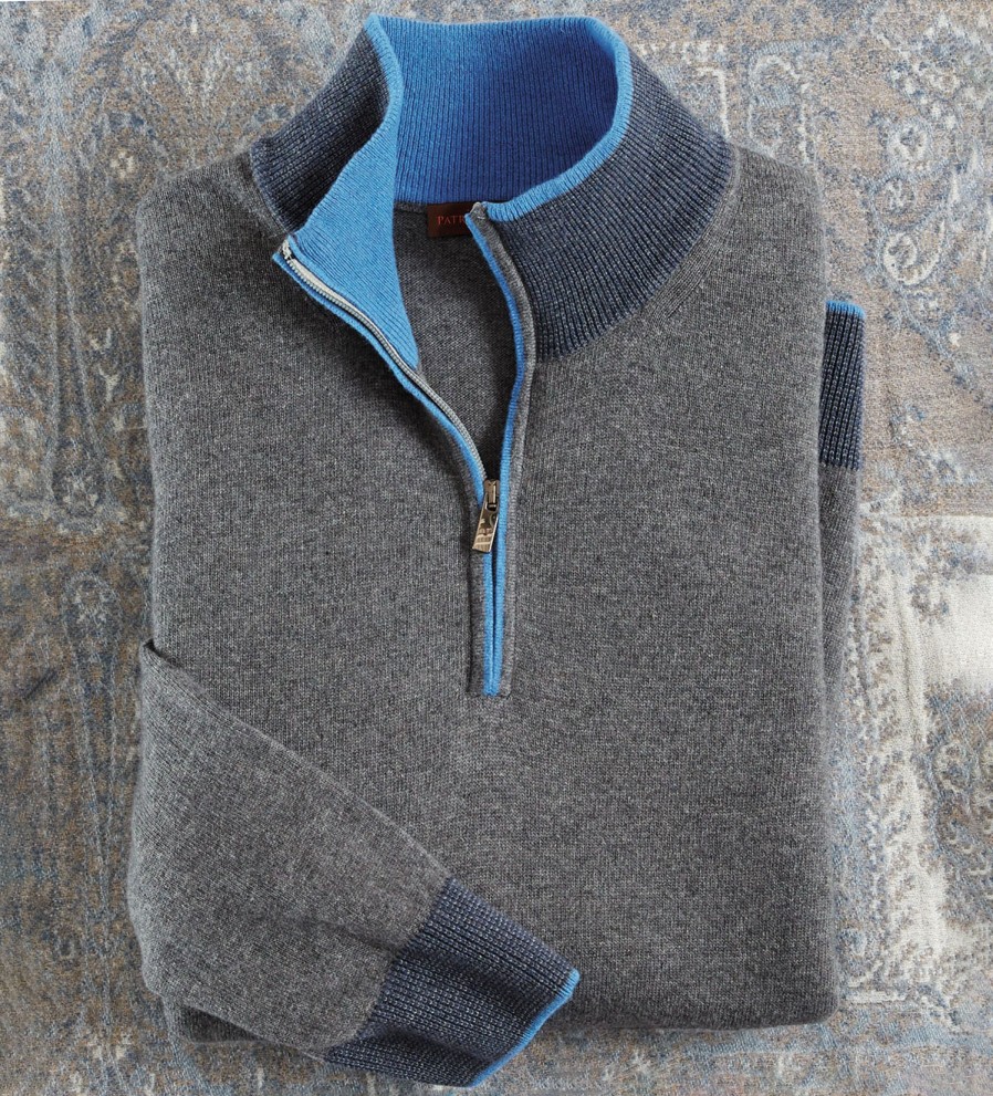 Patrick James Patrick James Contrast Trim Sweater Grey/Blue Hot