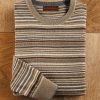 Patrick James Patrick James Stripe Crew Sweater Tan/Grey New