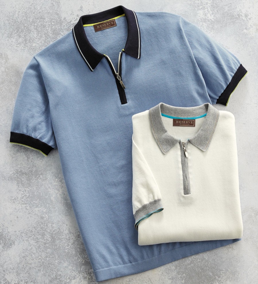 Reserve Reserve Quarter-Zip Short Sleeve Polo Cream/Grey Hot