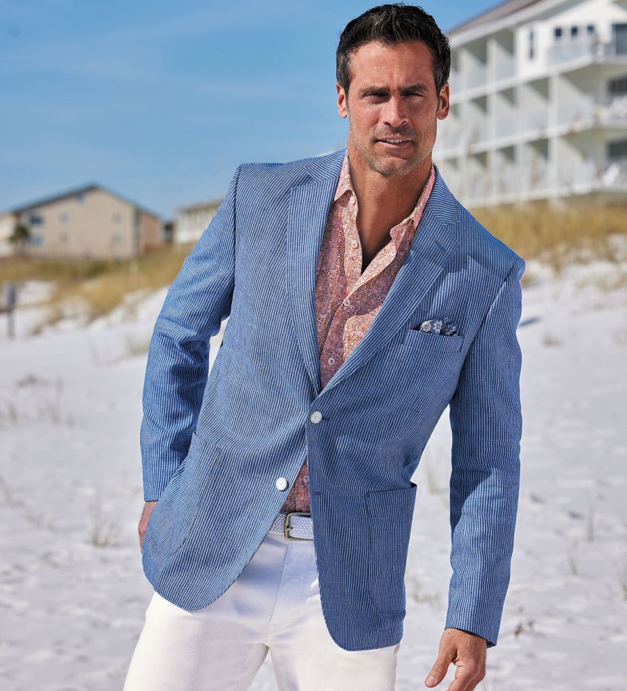 Patrick James Patrick James Linen Sport Coat Blue Clearance