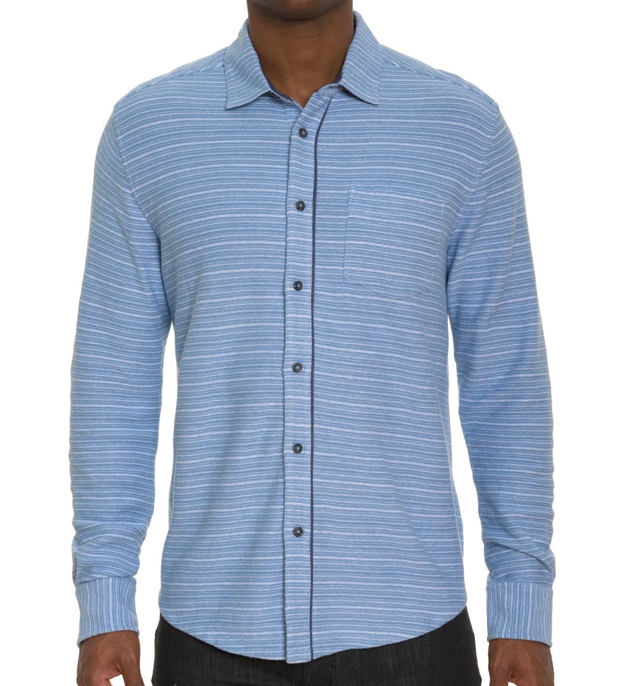 Robert Graham Robert Graham Long Sleeve Adler Knit Shirt Light Blue Clearance