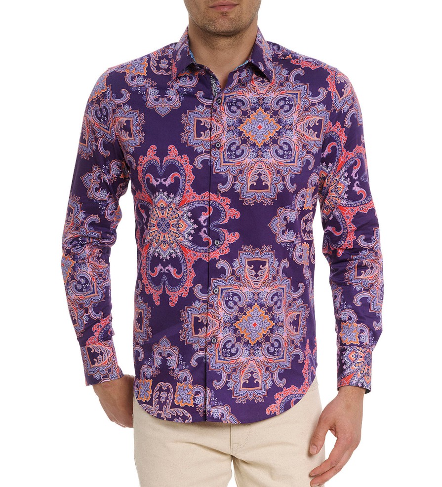 Robert Graham Robert Graham Long Sleeve Casino Royale Shirt Purple Hot