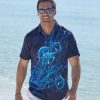 Robert Graham Robert Graham Deep Blue Jellyfish Short Sleeve Sport Shirt Navy Wholesale