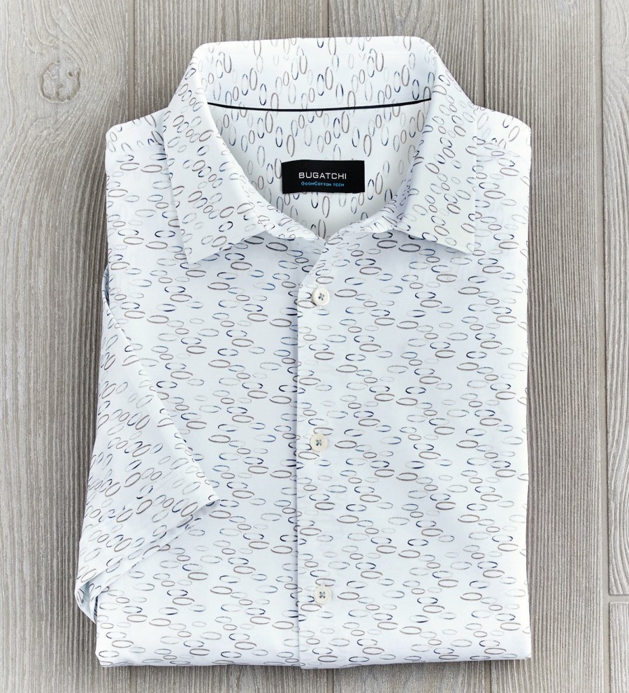 Bugatchi Bugatchi Floating Ovals Shirt Biscotti Clearance