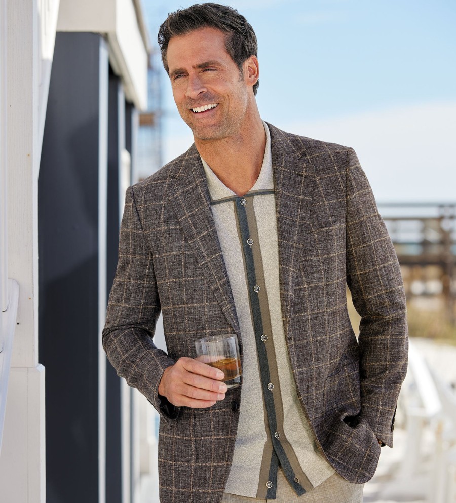 Patrick James Patrick James Windowpane Sport Coat Coffee/Aubergine Hot