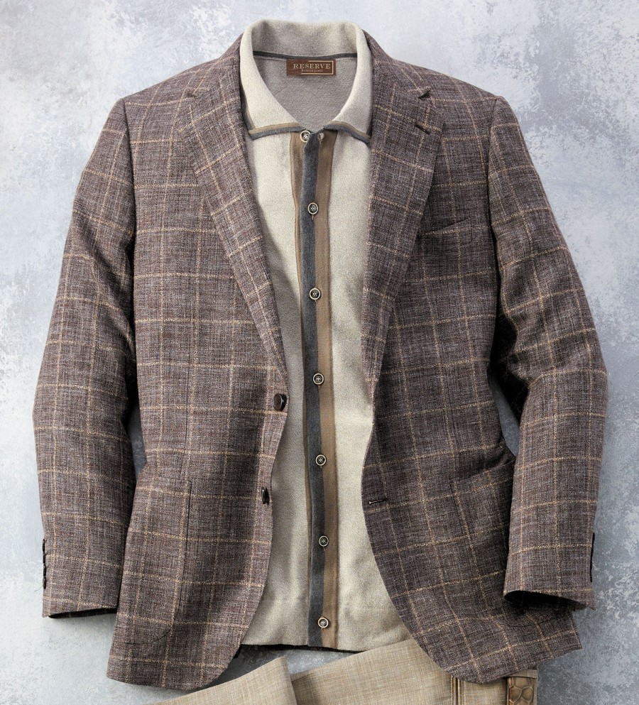 Patrick James Patrick James Windowpane Sport Coat Coffee/Aubergine Hot