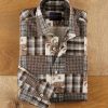 Calder Carmel Calder Carmel Patchwork Print Flannel Shirt Grey/Brown New