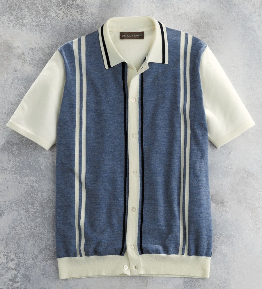 Stenstroms Stenstroms Stripe Short Sleeve Knit Blue New