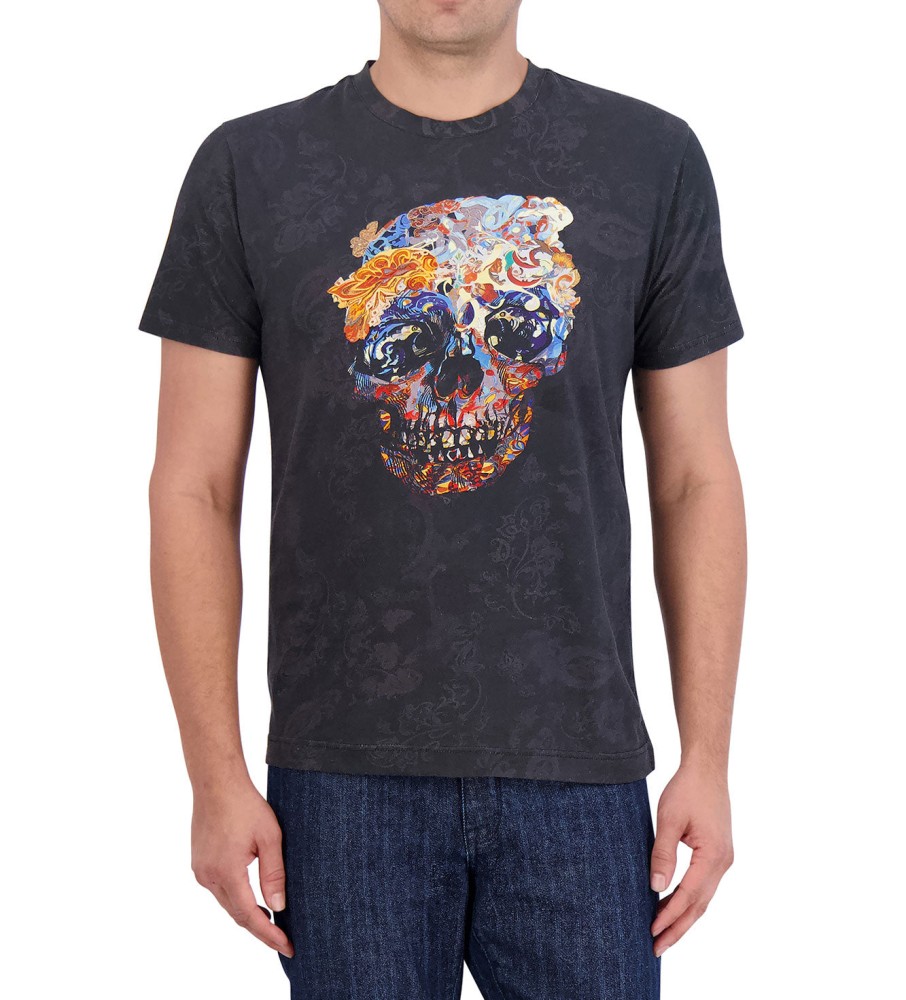 Robert Graham Robert Graham Short Sleeve Skull Scrolls Tee Black Wholesale