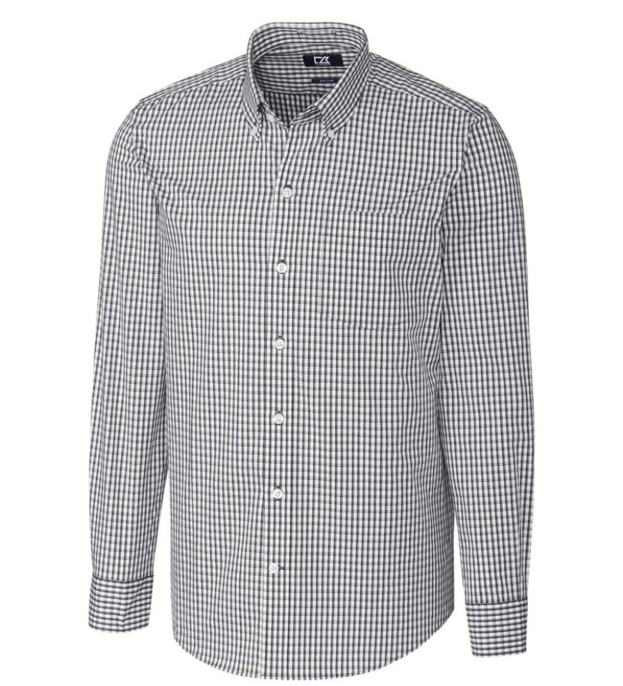 Cutter u0026 Buck Cutter & Buck Tailored Fit Stretch Gingham Long Sleeve Sport Shirt Clearance