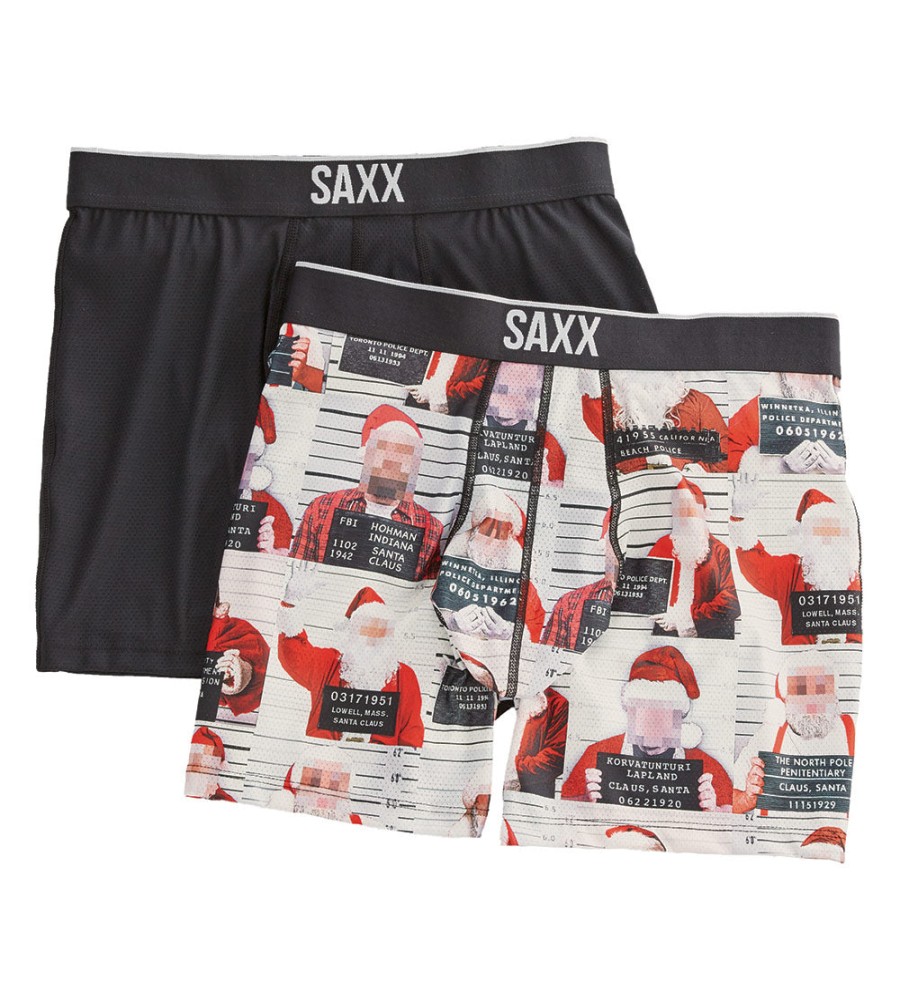 SAXX Saxx Bad Santas & Solid Black Volt 2-Pack Boxer Briefs Santa/Black Wholesale