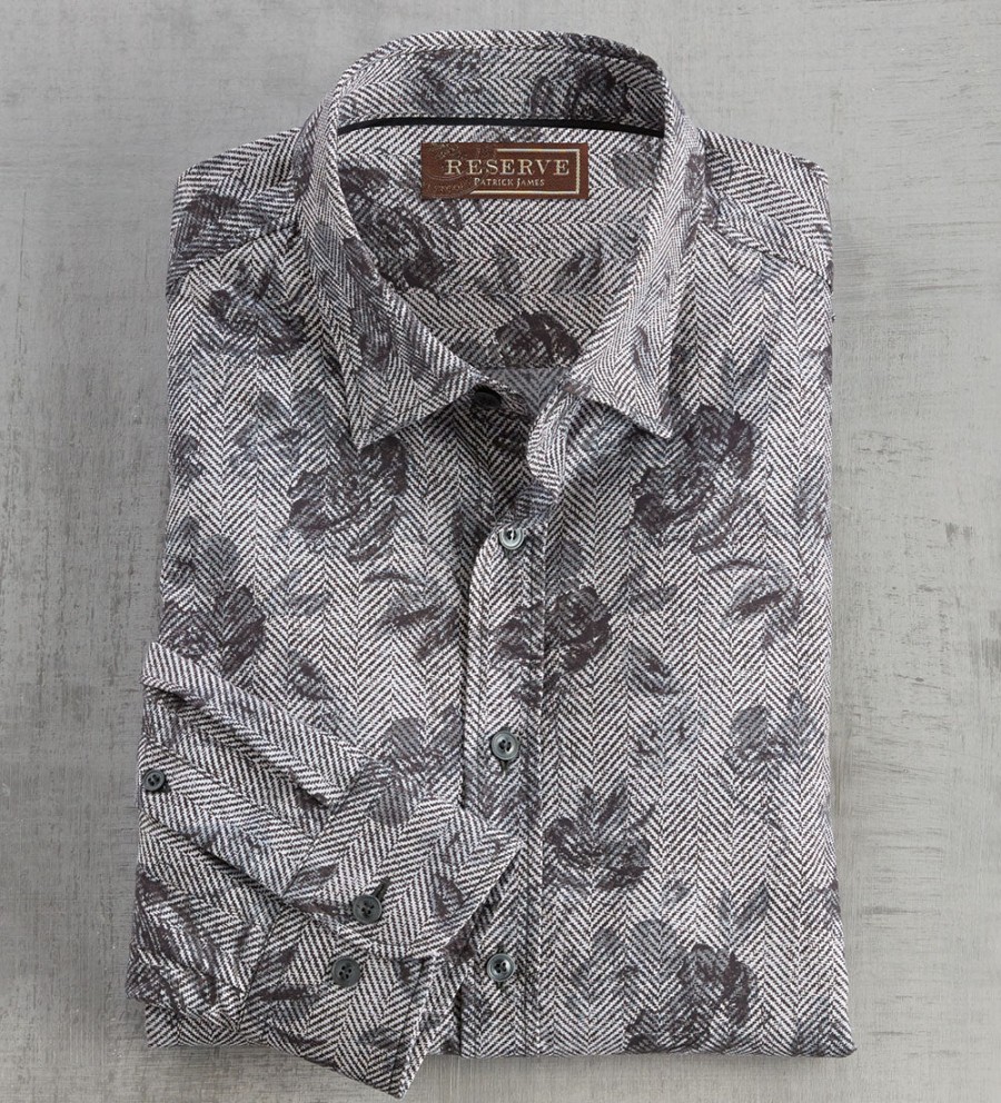 Reserve Reserve Floral Print Long Sleeve Sport Shirt Grey Wholesale